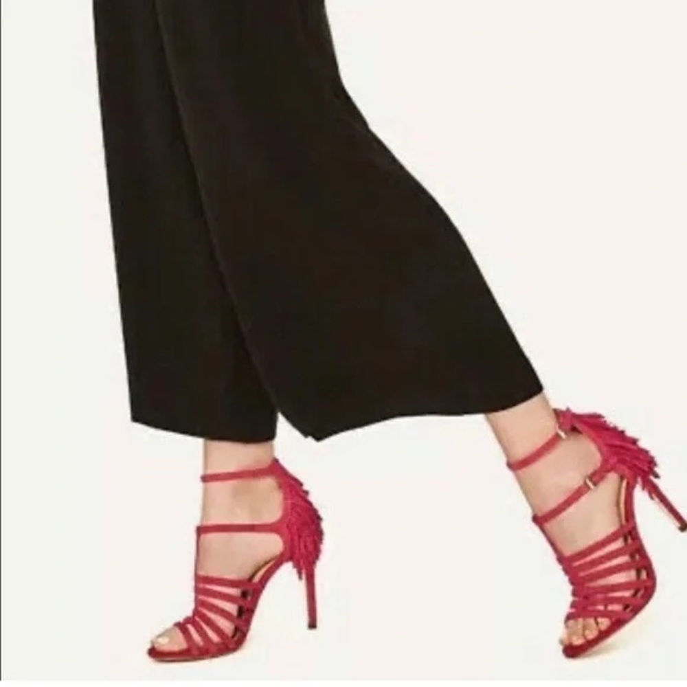Zara leather high heel sandals with fringes